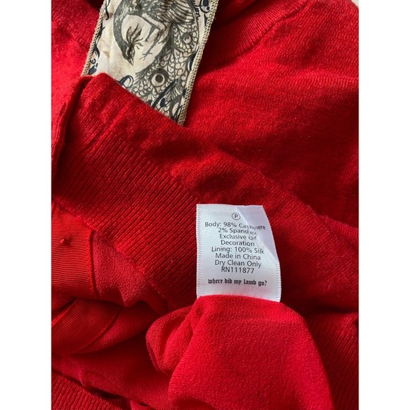 L.A.M.B. 2005 Boudoir Cherry Red Cashmere Cardigan Size M - Picture 8 of 10
